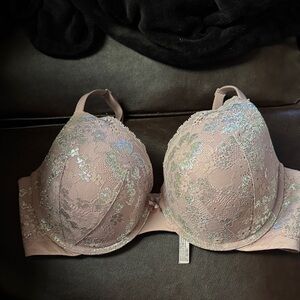 Victoria's Secret Shimmer Lace Underwire Bra in Dusty Rose